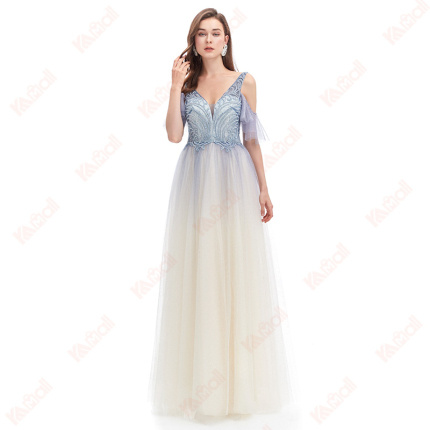 draped sweet gradient evening dress